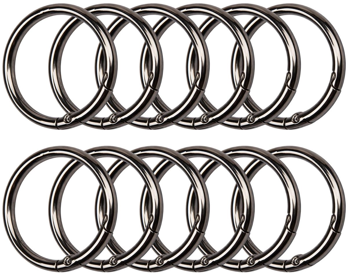 12 ronde karabijnhaken - 40 mm - Voor dagelijks gebruik en organisatie