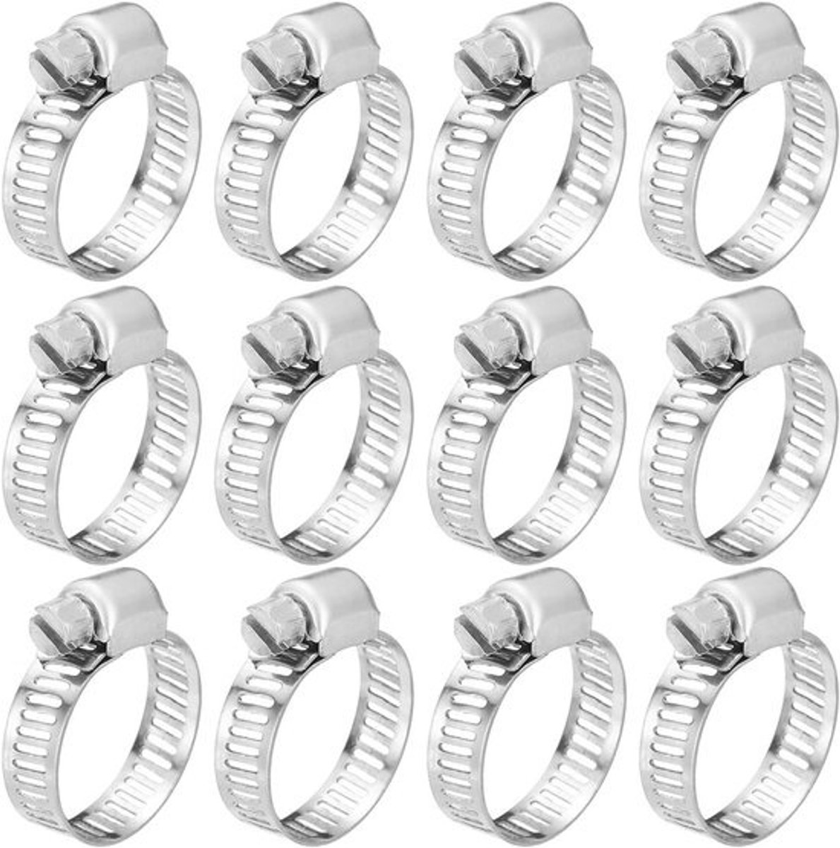 Slangklemmen Set - Slangklemmen RVS - Loodgieterswerk Reparatie - Verstelbaar Wormwiel - 8-25mm - Zilver