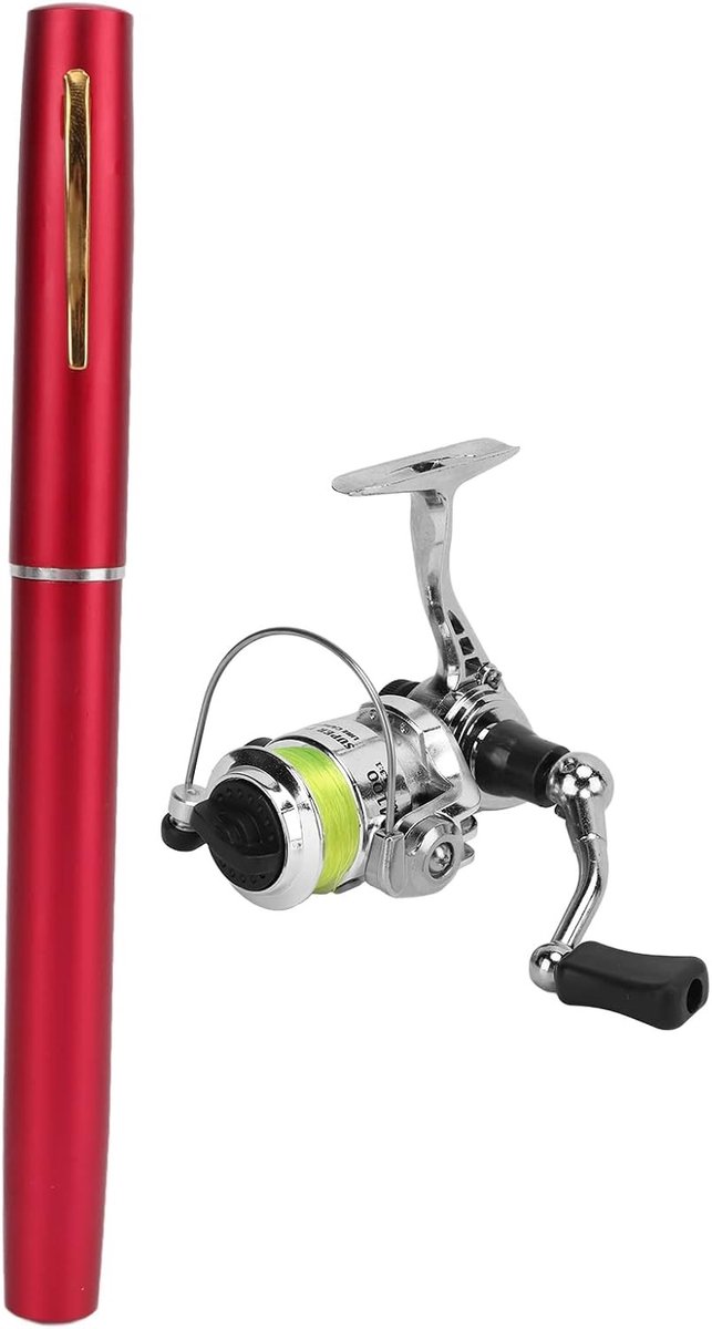 Draagbare Mini Penvormige Hengel met Inklapbare Spoel, Perfect voor Buitenvisserij en Avonturen in de Natuur