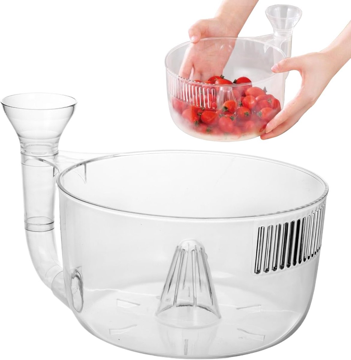 KZQ Automatische groente- en fruitwasser met snelle afvoer - Keuken vergiet en spoeler voor bessen en groenten - Geschikt voor keuken picknick en barbecue - Wit