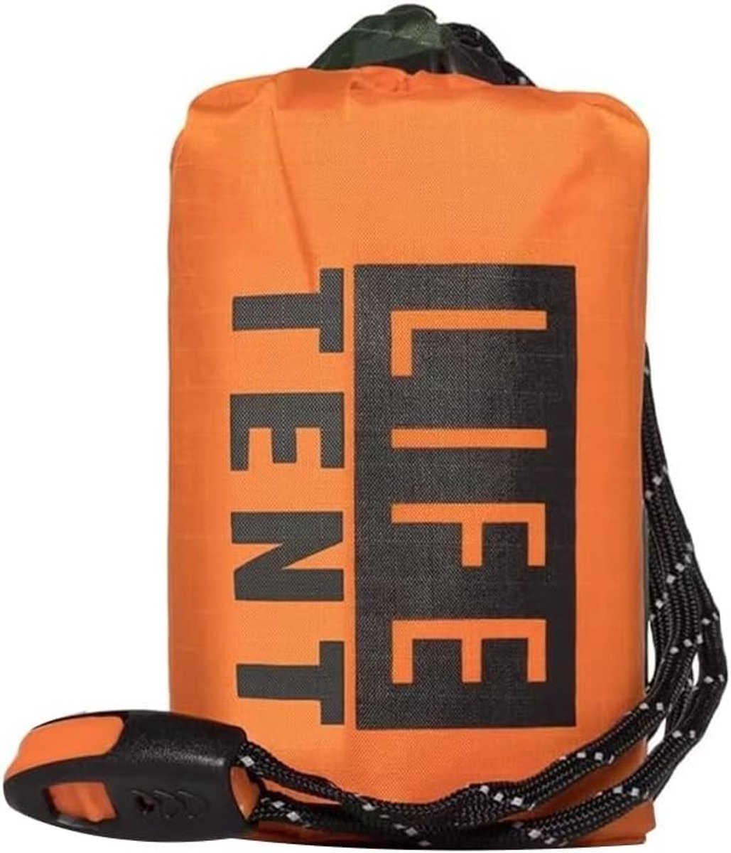 Tweepersoons Outdoor Tent, Geïsoleerd en Waterdicht, Noodtent met Rescue Dekentje en Overlevingsfluit, Scheurbestendig Materiaal voor Avontuurlijke Kampeerders