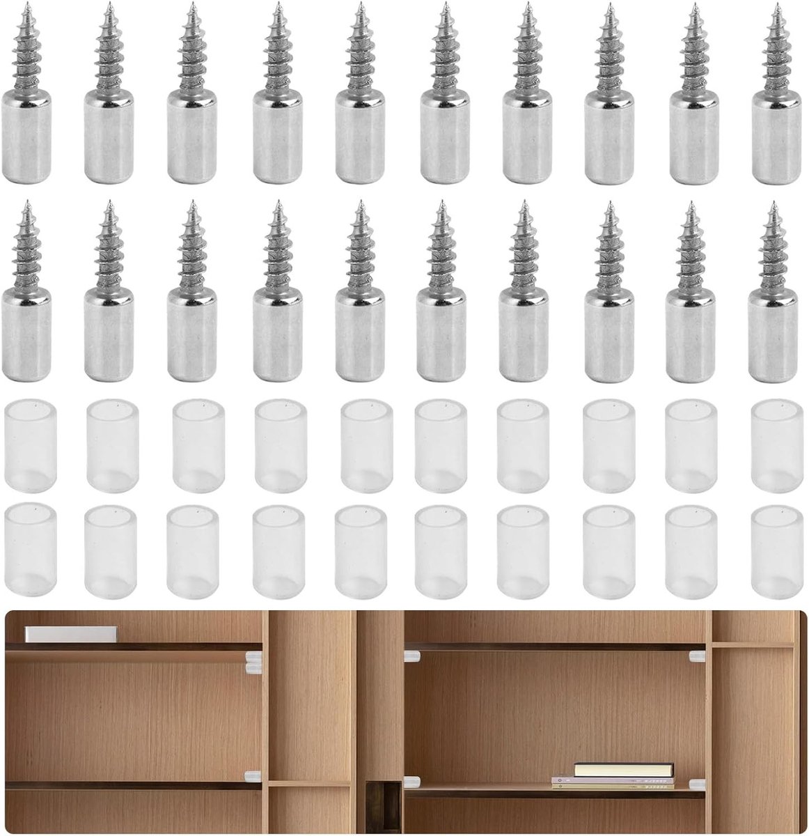 Set van 20 onzichtbare planken met rubberen bescherming, zelftappende metalen plankbeugels voor veelzijdig gebruik in de keuken en meubels