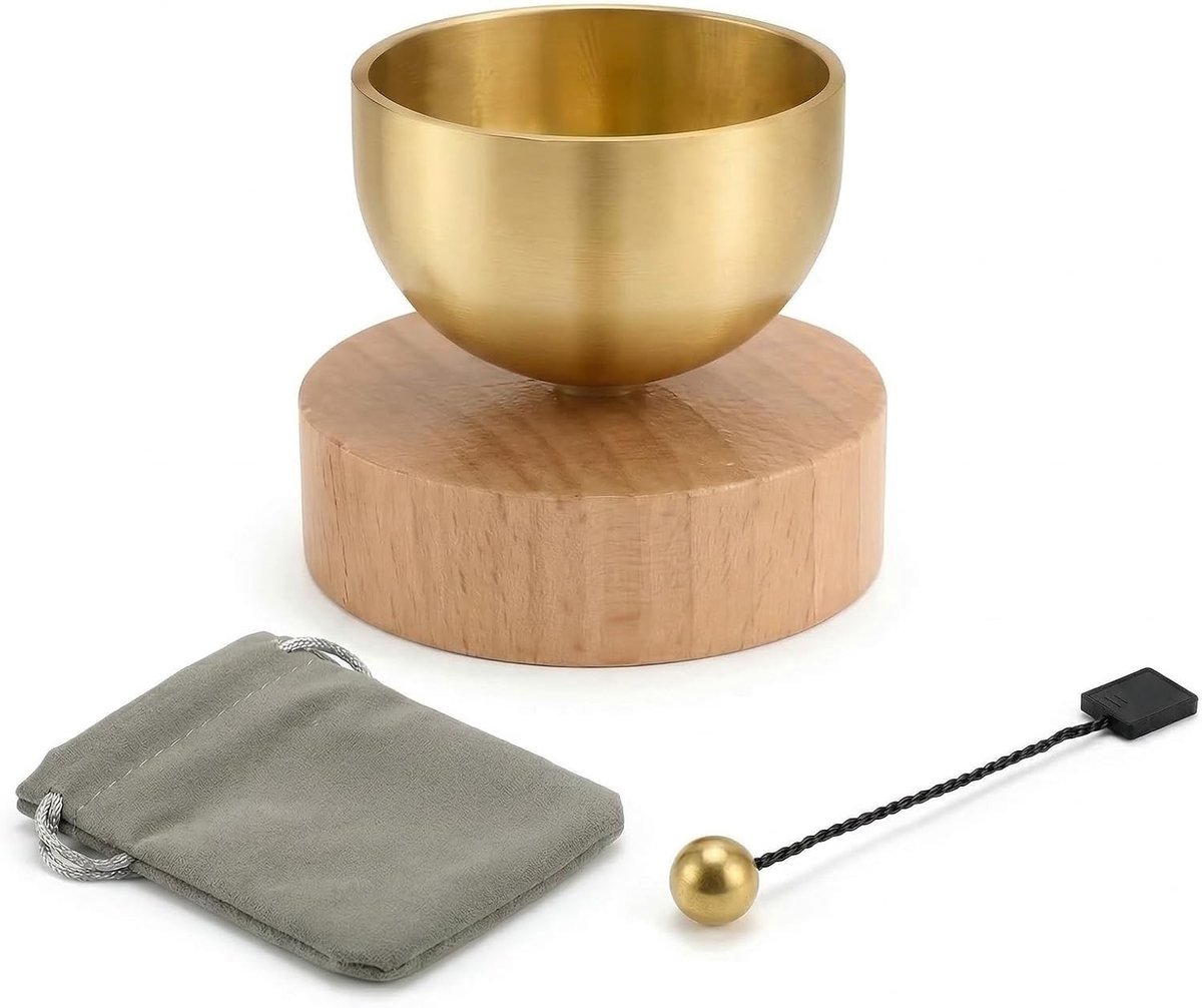 Meditatiebubbel voor Stressverlichting en Ontspanning, Kleurvolle Klankschaal, Ideaal voor Yoga, Mindfulness en Chakra Balans, Handgemaakt van Messing, Perfect als Uniek Cadeau