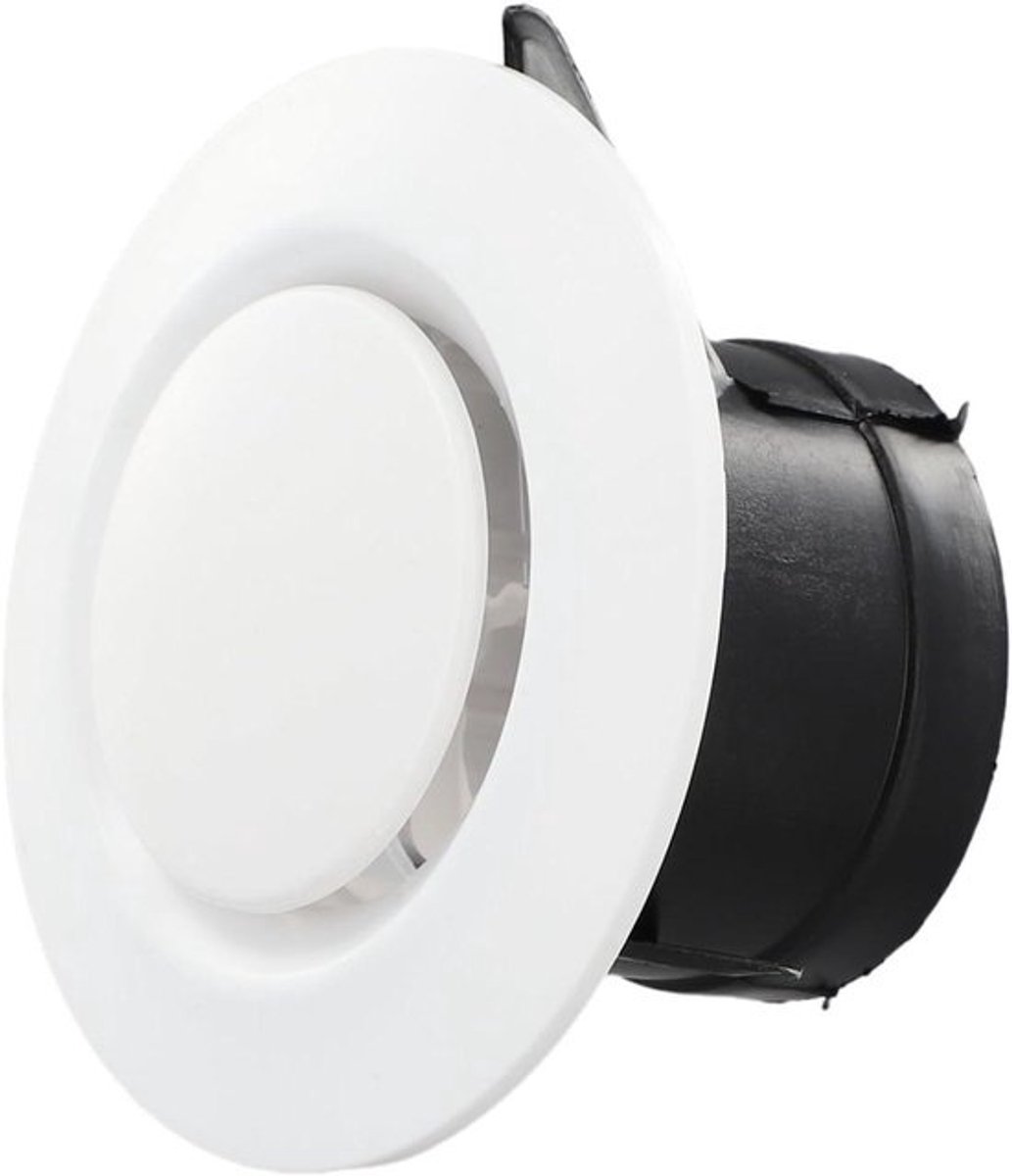 Plafond Ventilatie Rooster - Luchtuitlaat Diffuser - Klimaat Beheersen - Verstelbare Luchtstroom - 75mm - Wit Zwart