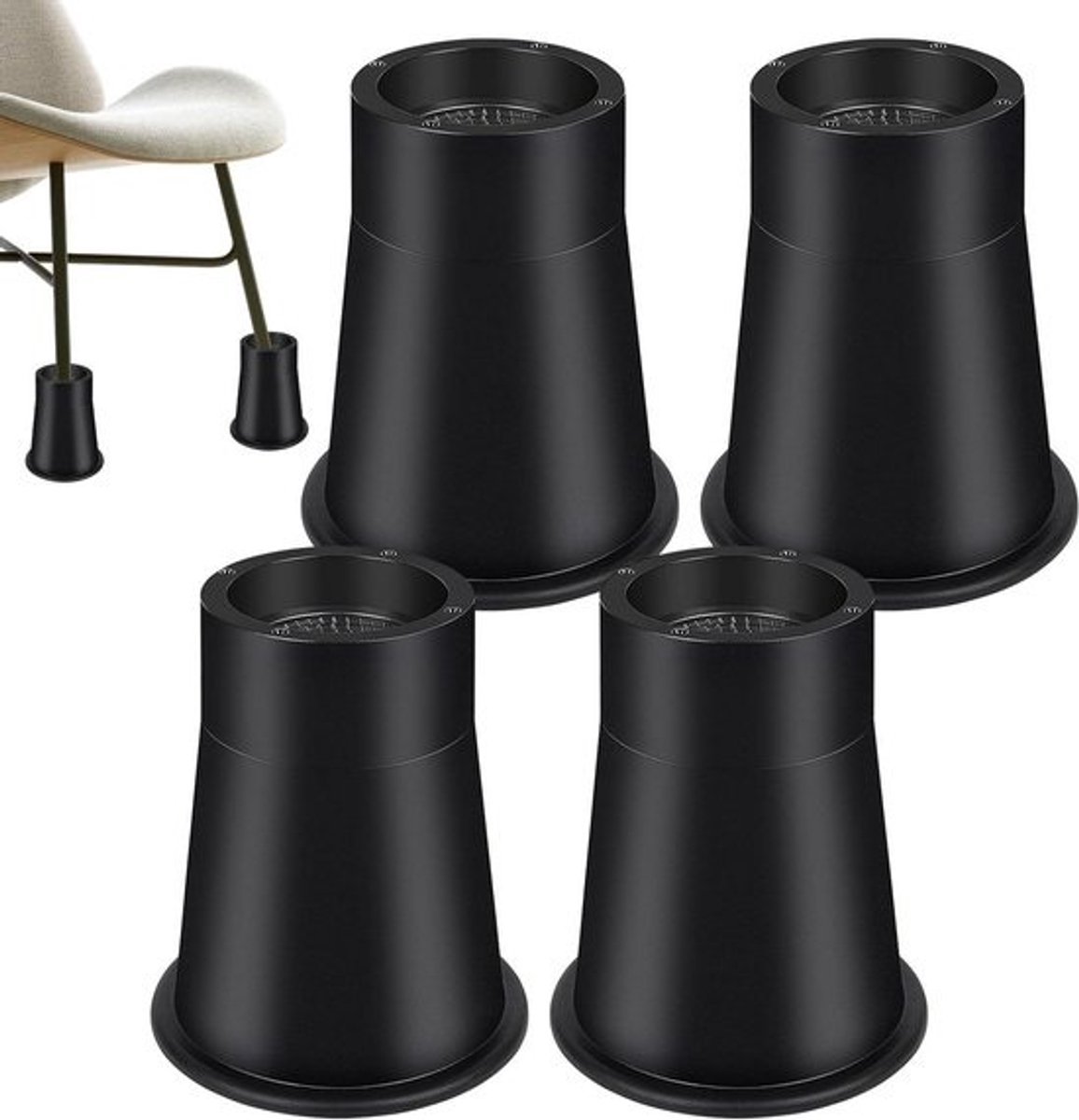 Bedverhogers - Meubel Liften - Ruimte Creëren - Extra Brede Basis - 125 cm - Zwart