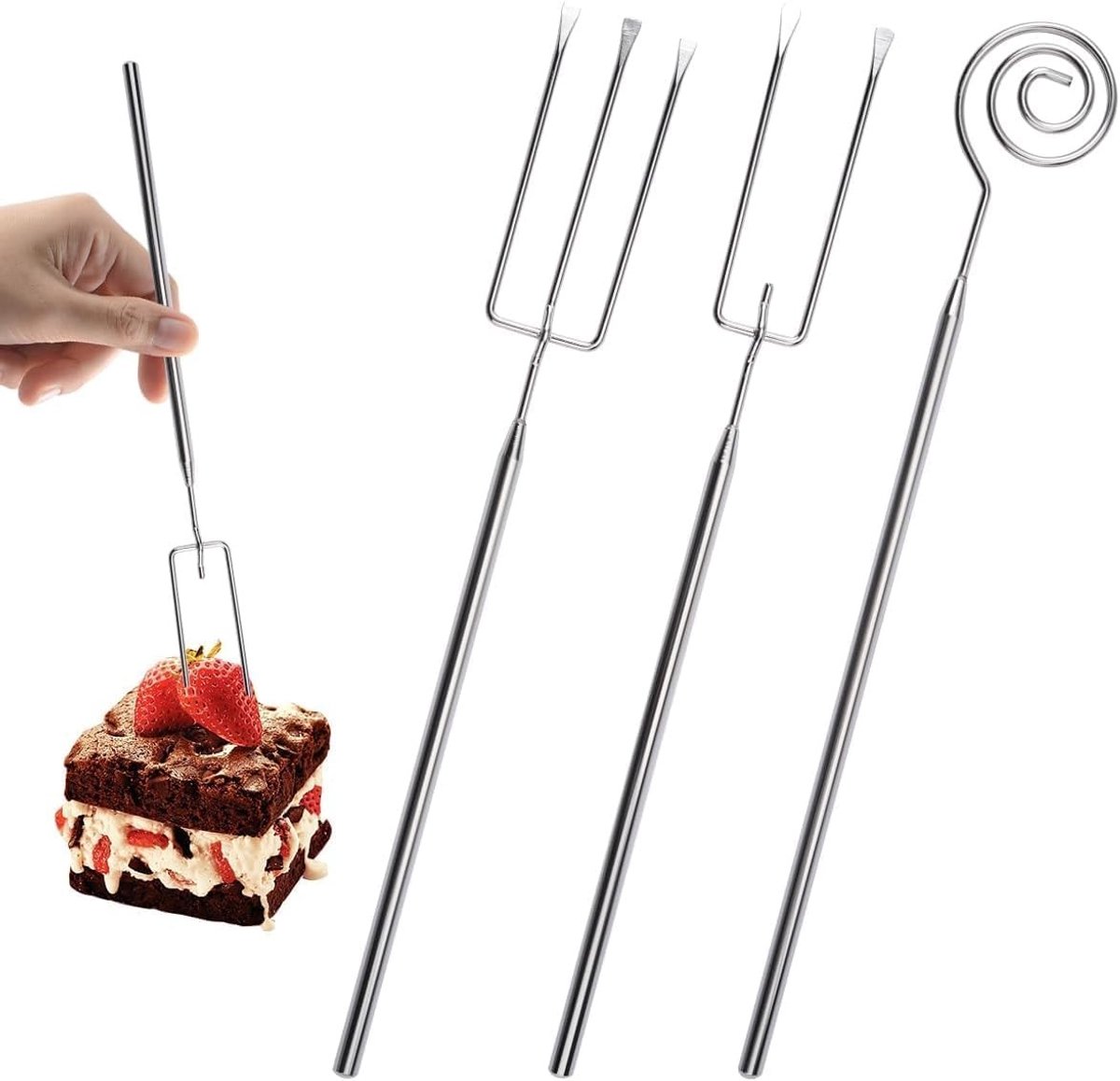 Set van 3 Chocolade Pralines Vorken voor het Perfect Serveren van Zoetigheden en Desserts