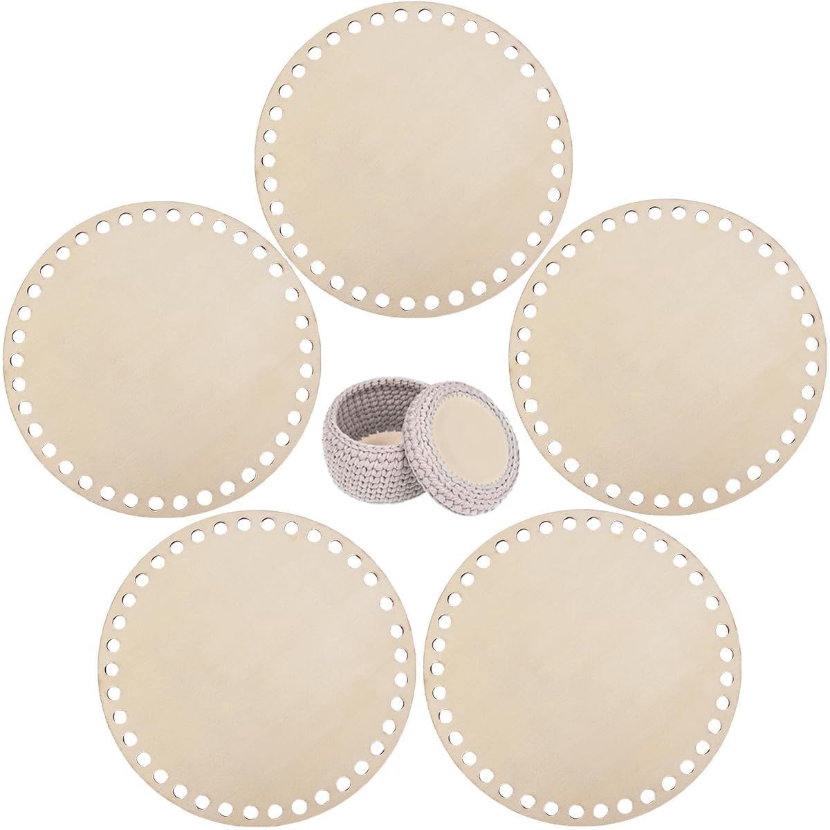 Houten Mand Bodemset - 5 Stuks 10 cm