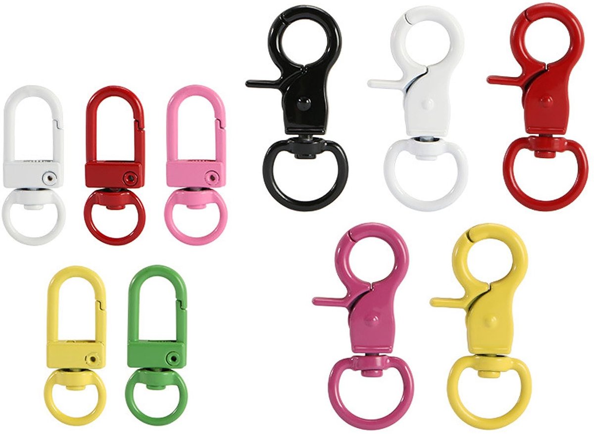 Set van 20 Metalen Haakjes - Draaiende Karabijnhaak voor Sleutels en Accessoires