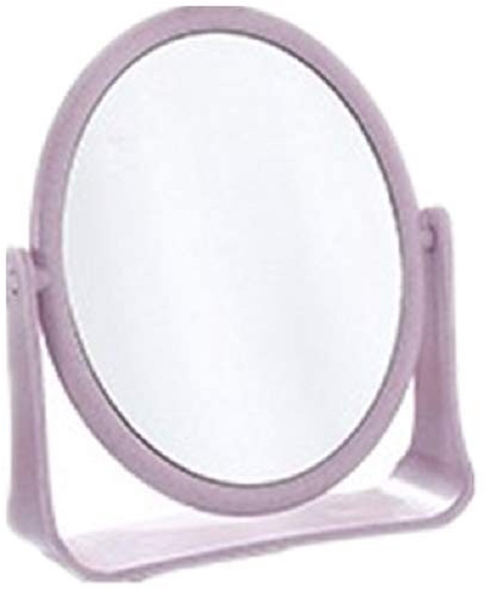 Reismirror - Dubbelzijdig - Rond - Paars 15x18cm