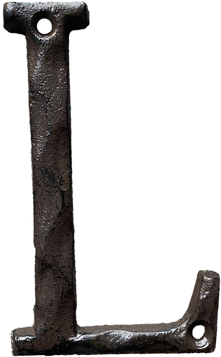 Huisnummer L - Gietijzeren Letter met Hamerslagafwerking - 5 Inch Hoog