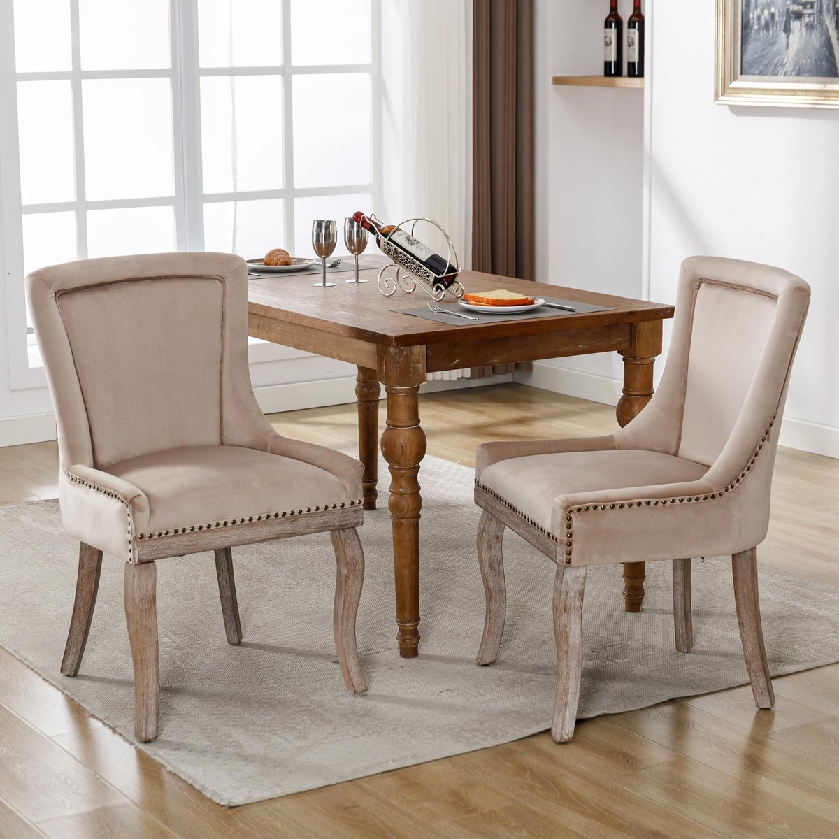 Luxe Eetstoel - Velvet Bekleding - Beige
