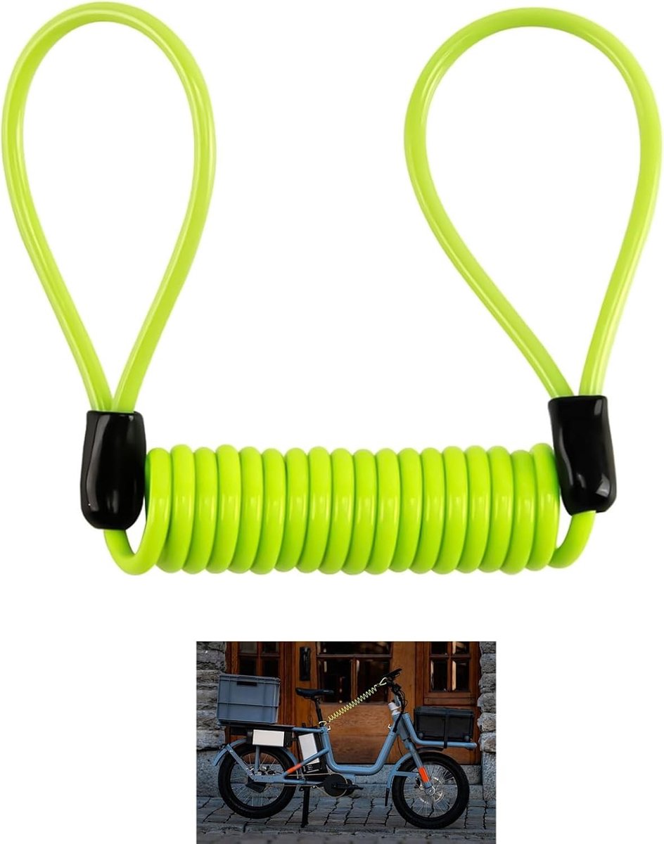 Hoogzichtbare Anti-Diefstal Kabel voor Motoren en Fietsen - Spiraalkabel met PVC Coating voor Veiligheid en Bescherming