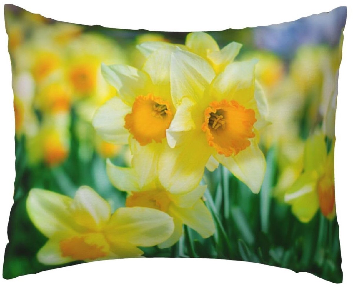 Kussensloop met narcissenbloem - 50x66 cm