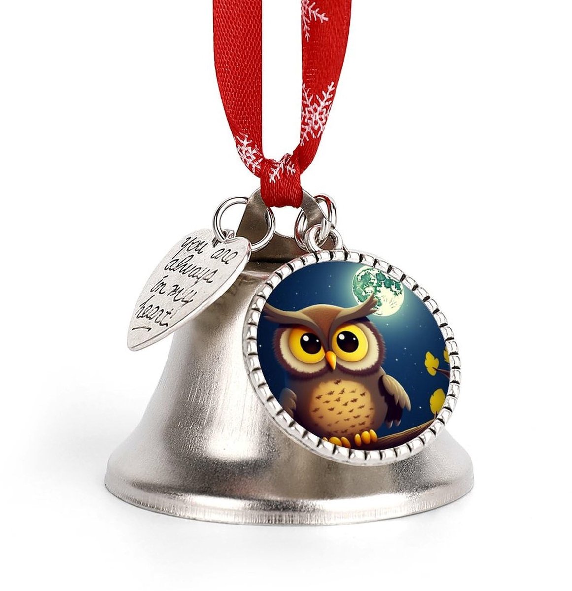 Decoratieve Klok - Uil en Gele Maan - Kerstdecoratie