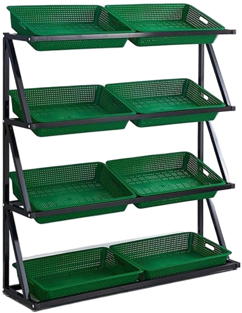 4-laags groentedisplayrek - Stapelbaar en groen