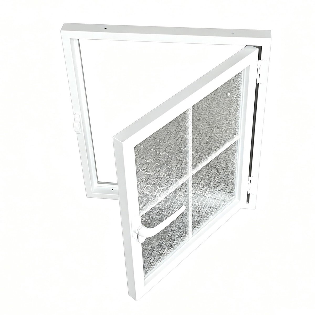 Draairaam - Roestvrij Aluminium met Privacyglas - 30x30 cm