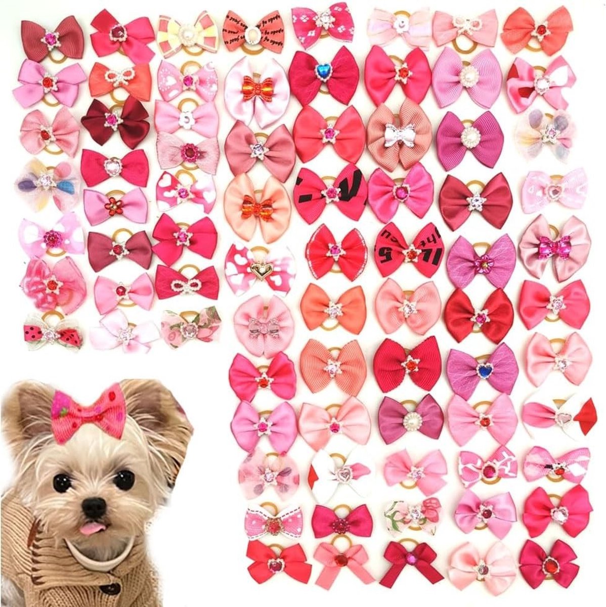 Schattige Hondenstrikjes met Rubber Bands - 40 Stuks, Perfect voor Verzorging en Feestdagen, Hondenaccessoires voor Elke Dag
