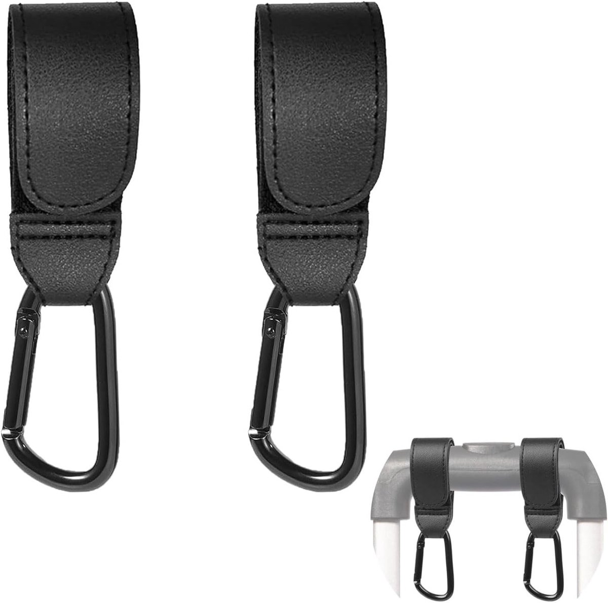 Set van 2 carabiners met kleefsluiting als praktische haak voor koffers, veelzijdige reisaccessoire voor jassen en tassen, ideaal voor onderweg en vakantie