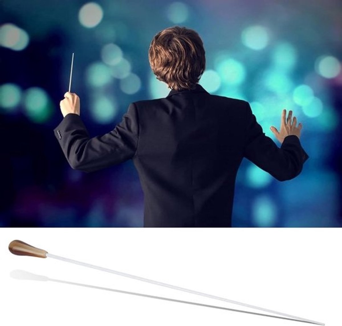 Dirigentenstokje - Dirigeerstok - Muziek Dirigeren - Peervormig Handvat - 40 cm - Geel