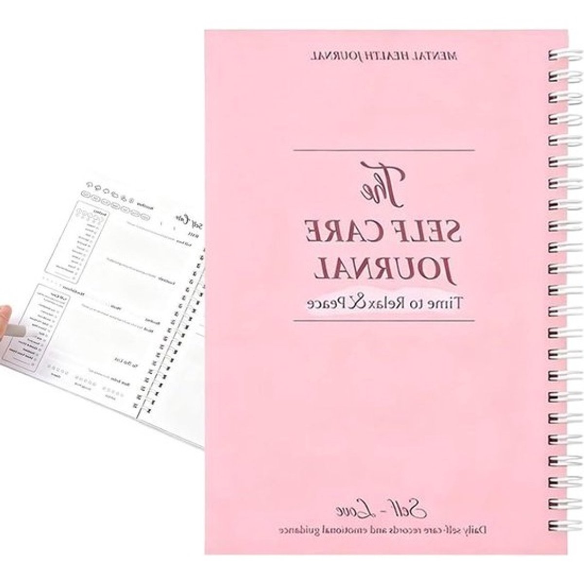 Mentale Gezondheid Dagboek - Persoonlijke Schrijfgids - Zelfverbetering - Begeleide Reflectie Oefeningen - 21 x 48 cm - Roze