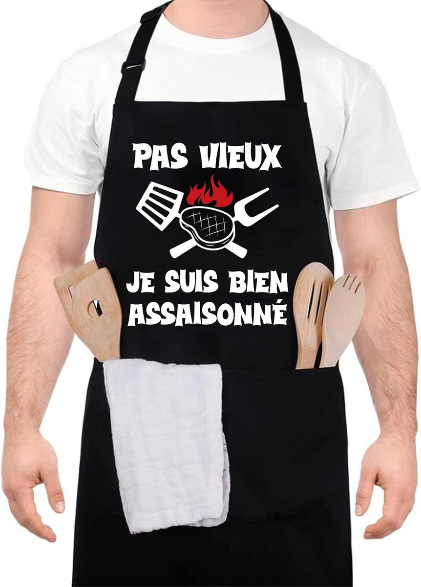 Verstelbare Waterdichte BBQ Schort voor Mannen en Vrouwen met 2 Zakjes voor Feestjes, Koken en Cadeaus