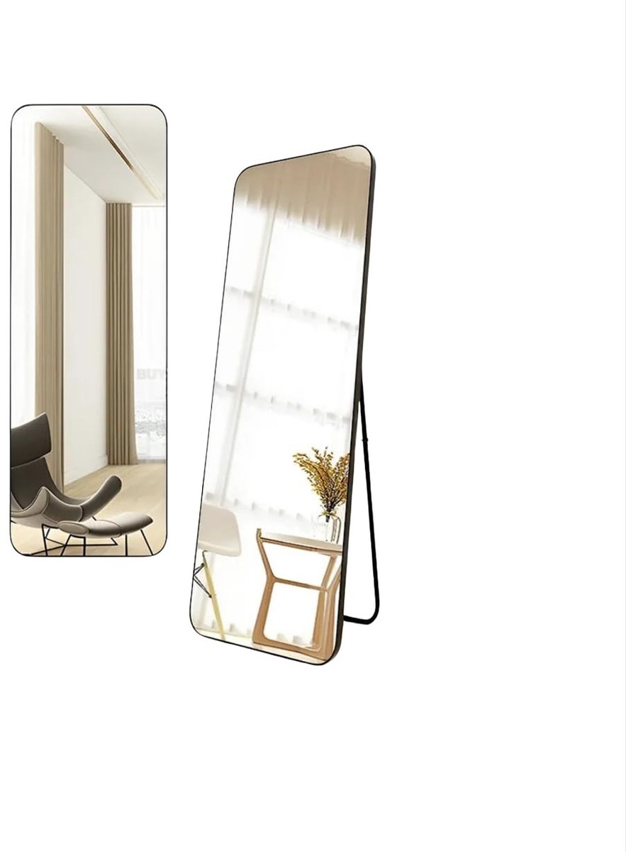 Staande of Hangende Spiegel - Zwart - Veiligheidsglas - 160x50cm