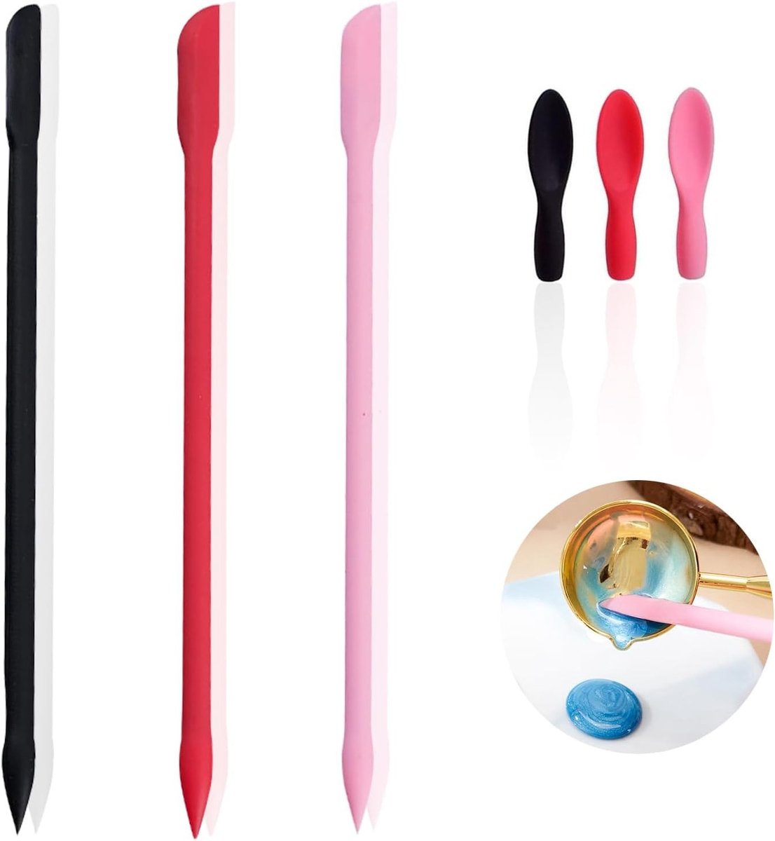 Herbruikbare Make-up Spatula van Silicoon - Kleine Cosmetische Spatel met Lepel voor Schoonheid, Lotion en Huidverzorging - Ideaal voor Handgemaakte Paletten