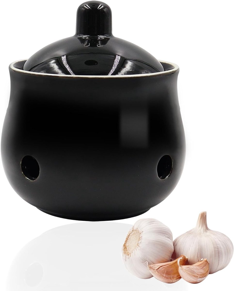 Gevventileerde knoflookhouder voor keuken, ideale bewaardoos voor gember, uien en aardappelen, stijlvol en functioneel voor op het werkblad