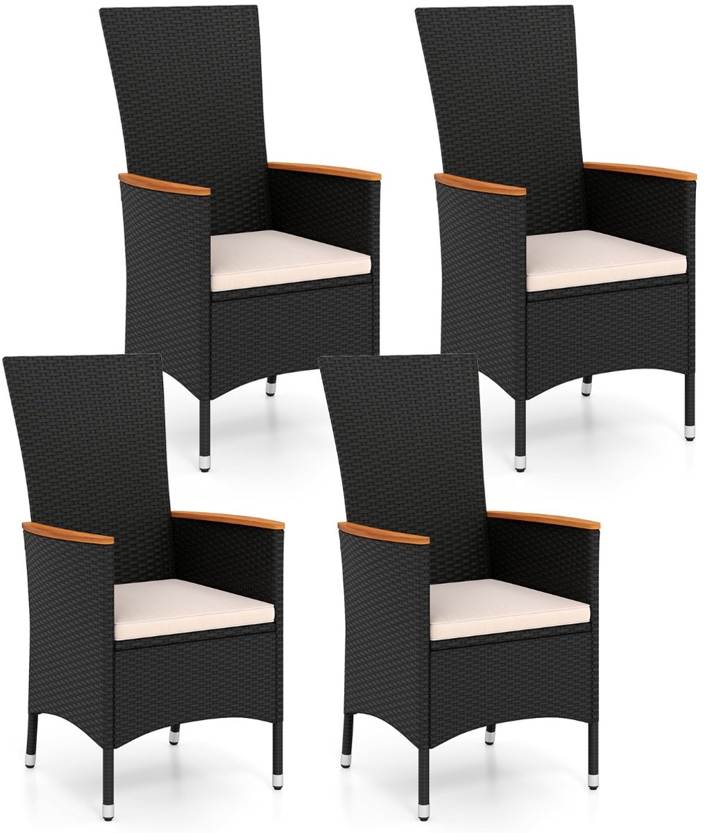SureDeal® - Eettafel - Tuinstoelen Sets Twee - Hoge Rugleuning Kunstrietstoelen - Afneembare Kussens - Wasbare Hoezen - 62x58x107 cm - Naturel