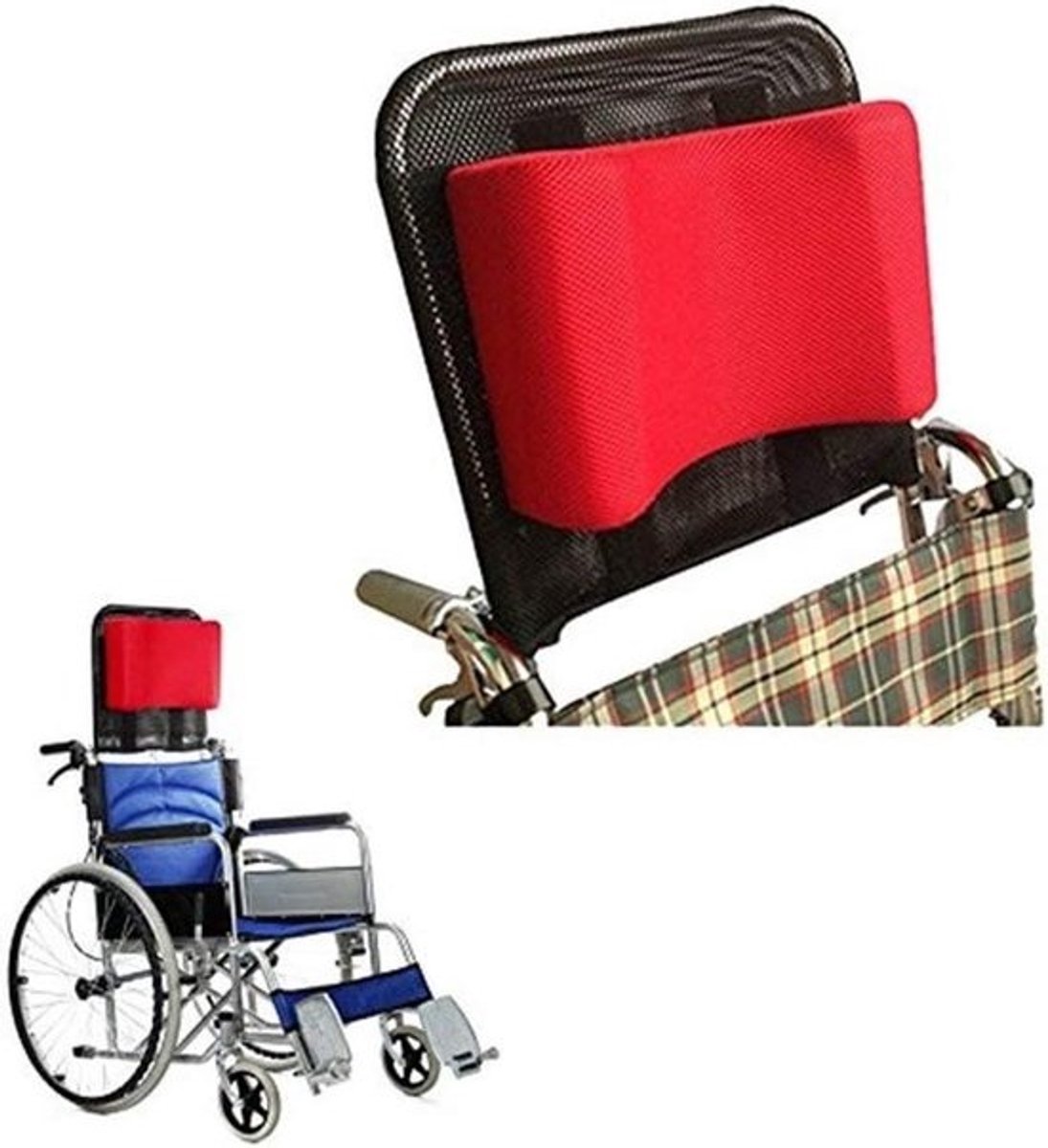 Rolstoel Hoofdsteun - Neksteun Kussen - Comfortabel Zitten - Verstelbare Hoogte Hoek - 16-20 Inch - Rood
