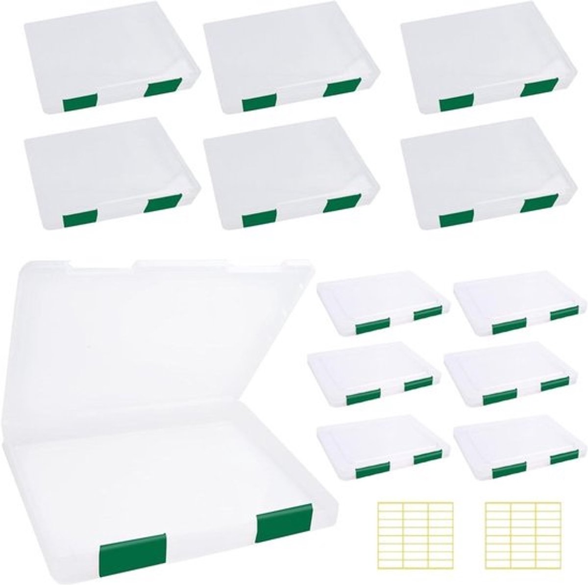 Opbergdozen Documenten - Archiefdozen Plastic - Papier Organiseren - Transparant met Gesp - A4 en A5 - Groen
