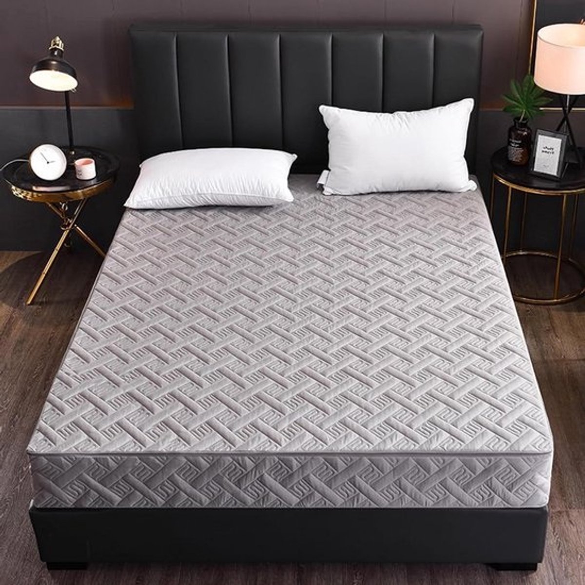 Matrasbeschermer - Matrashoes topper beschermer - Matras Beschermen - Volledige 6-zijdige bescherming - 120 x 200 + 25 cm - Grijs