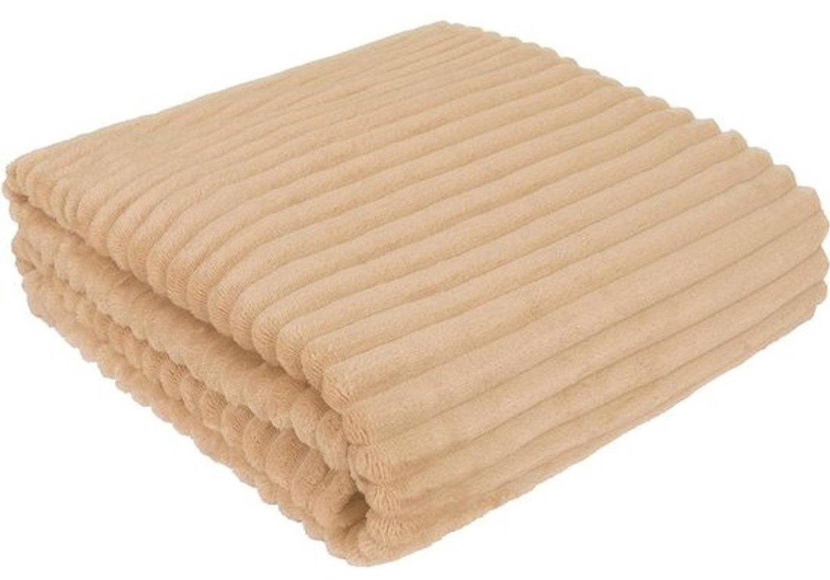 Zachte Plaid - Spraak & Knuffeldeken - Woonkamer Decoratie - Reliëf Patroon - 220 x 240 cm - Burlywood