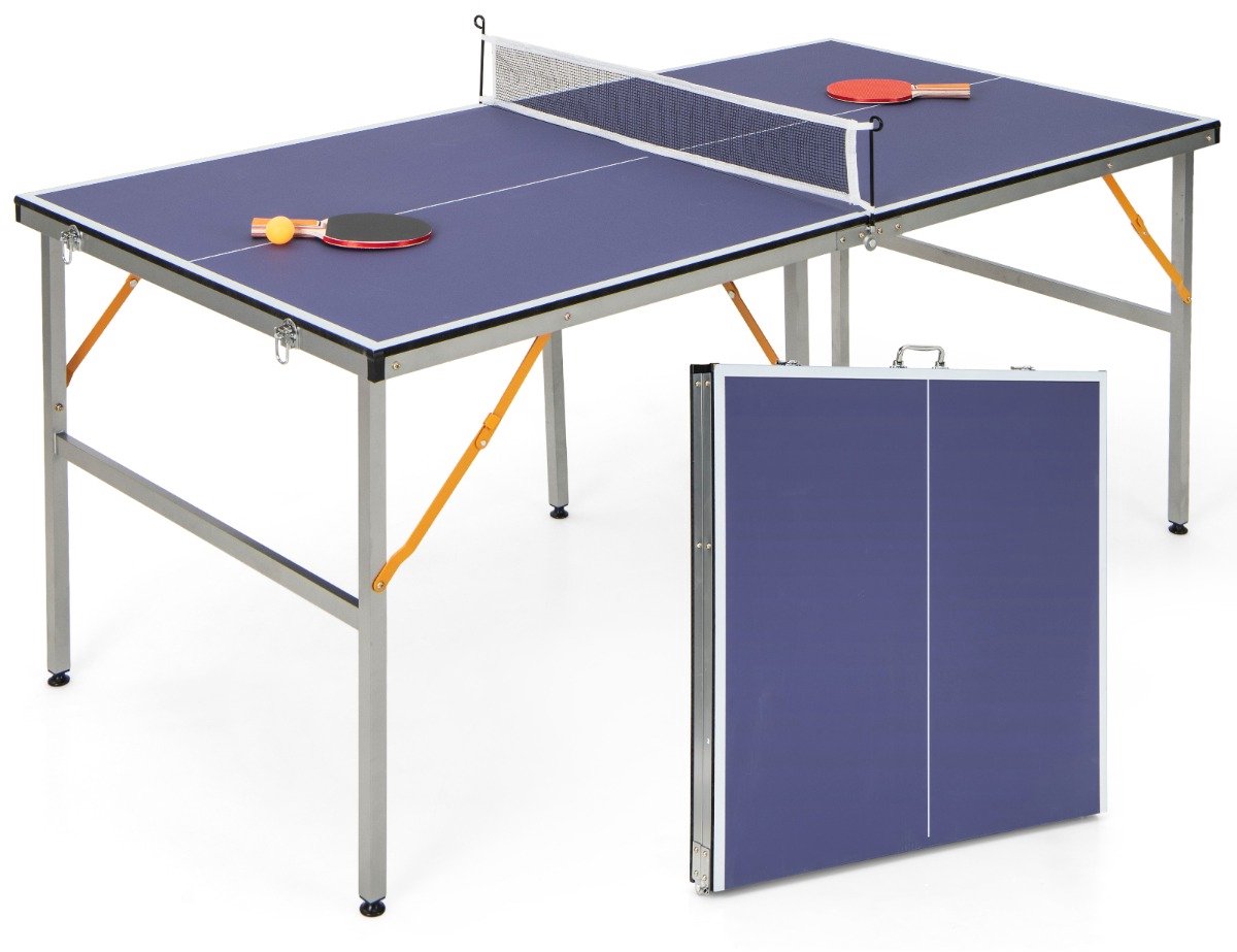 SureDeal® - Speelkamer - Opklapbare Tafeltennistafel - Net Tafeltennis - Batjes Balletjes Verstelbare - Binnen - Buiten - 166x83x69 cm - Blauw