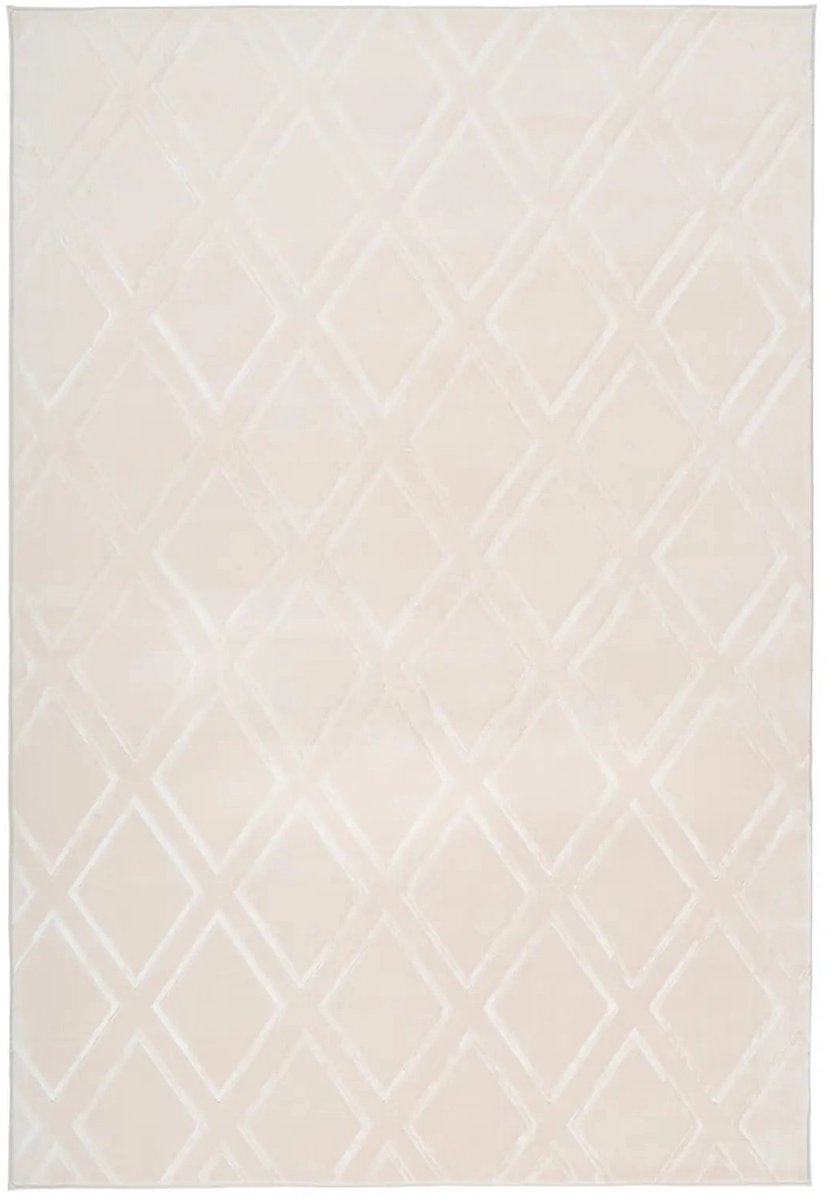 Dutch XXL Marokkaans Vloerkleed | Tapijt | Monroe | Ruiten | Crème | 80x300 cm