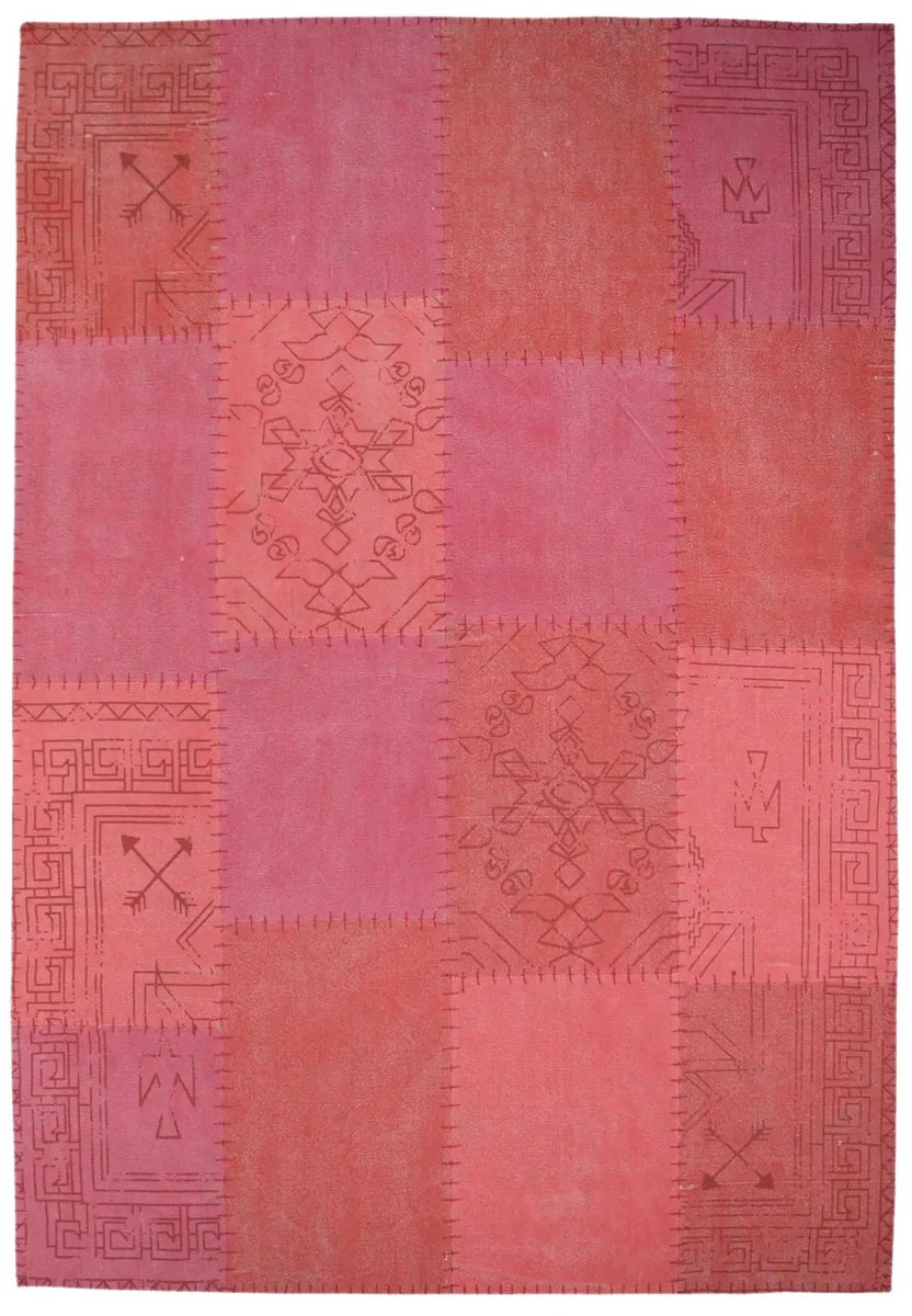 Retro Vloerkleed | Tapijt | Lyrical | Patchwork | Rood/Multi | 120x170 cm