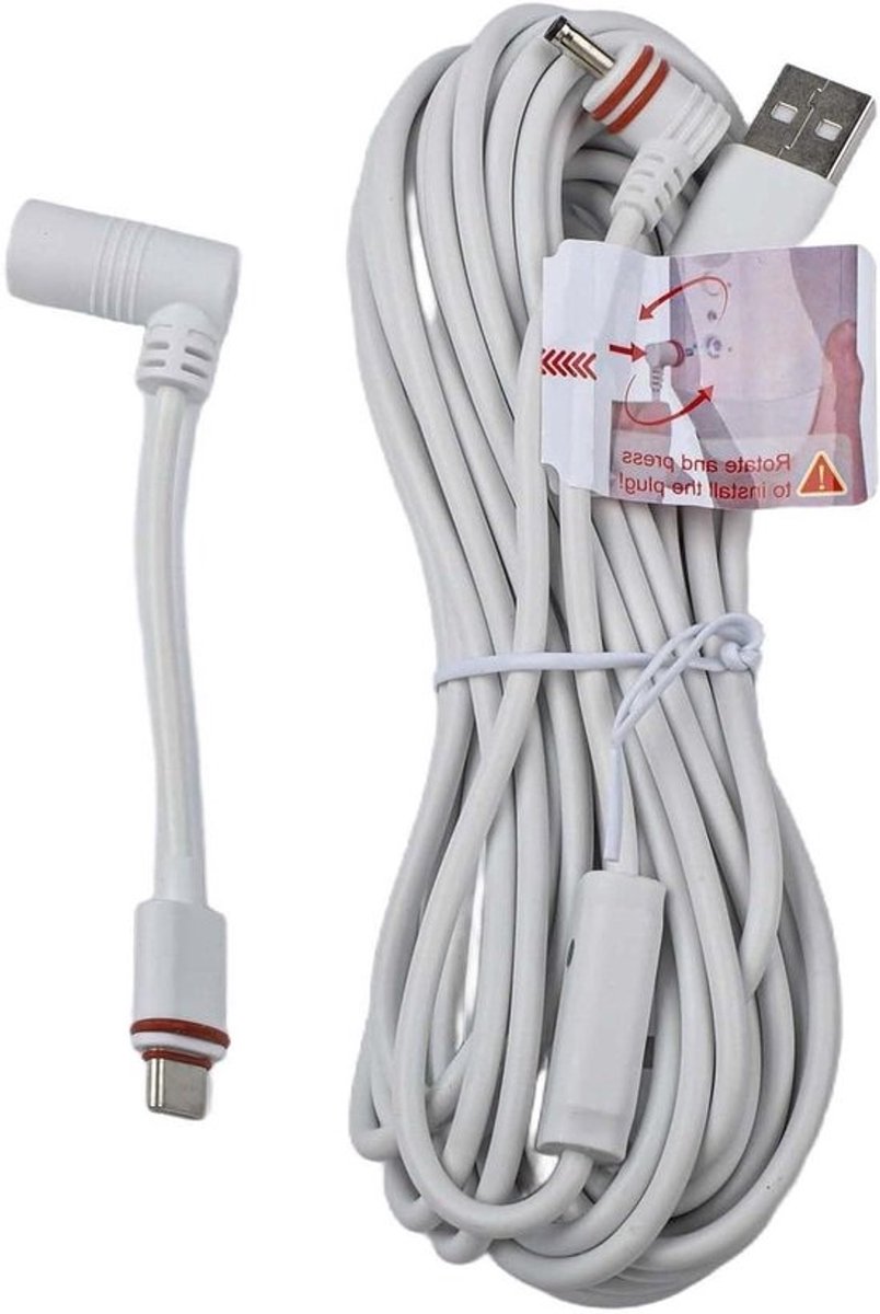 Oplaadkabel Camera - Stroomkabel Outdoor - Camera Beveiligen - Weerbestendige TPE - 5.2m 7.6m 10m - Wit