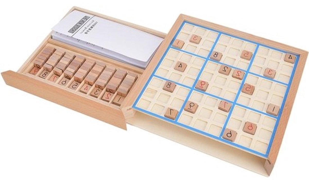 Houten Sudoku Spel - Logica Puzzel - Hersenen Trainen - Draagbaar Ontwerp - 24 x 5 cm - Niet gespecificeerd