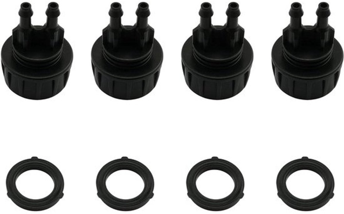 Tuinslang Adapter - Kraan Connector - Druppelirrigatie - 3/4 naar 1/4 Inch - 4 stuks - Zwart