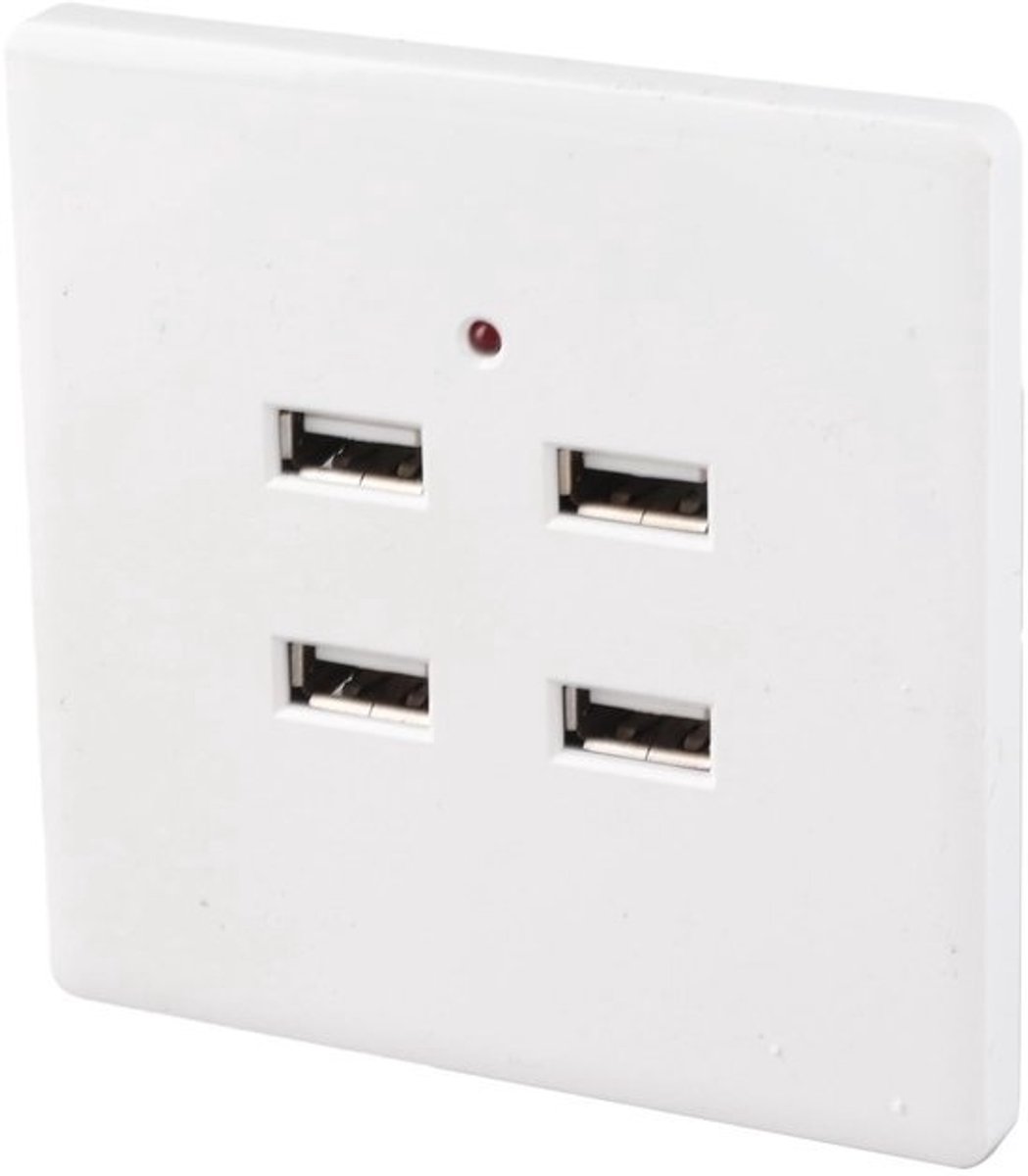 Nikou USB Wandcontactdoos met 4 USB Poorten - Snel Lader voor Smartphones en Digitale Apparaten
