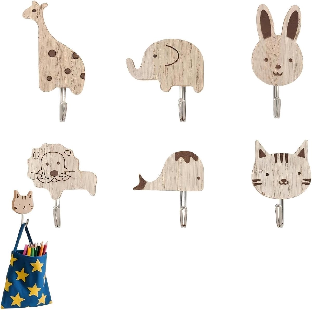 Schattige dieren kleerhaken voor kinderen, decoratieve wandhaken en opberghaken voor de kinderkamer