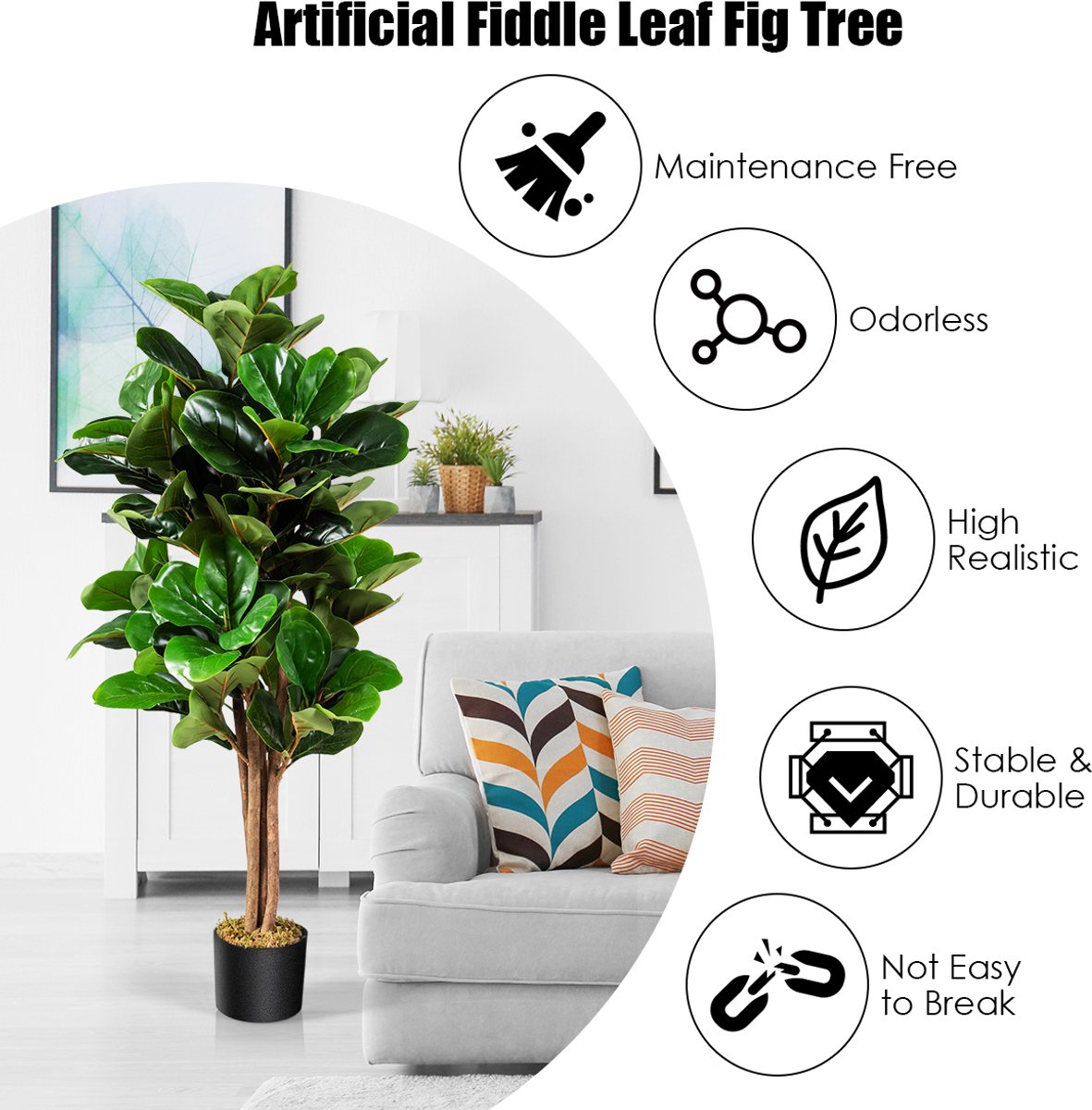 SureDeal® - Kunstplant - Kunstvijgenboom Decoratie - Bloempot Kunstboom Decoratieve - Thuis - Kantoor Groen - Groen