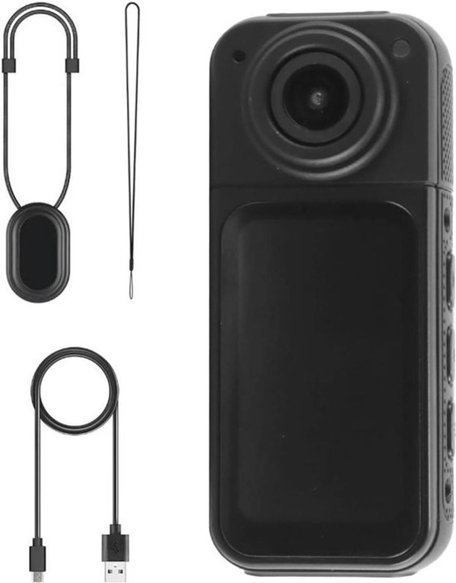 Mini Action Camera - Zakcamera Vlogcamera - Reizen en Vlogs - 180° Draaibare Lens - 2.7K HD - Zwart