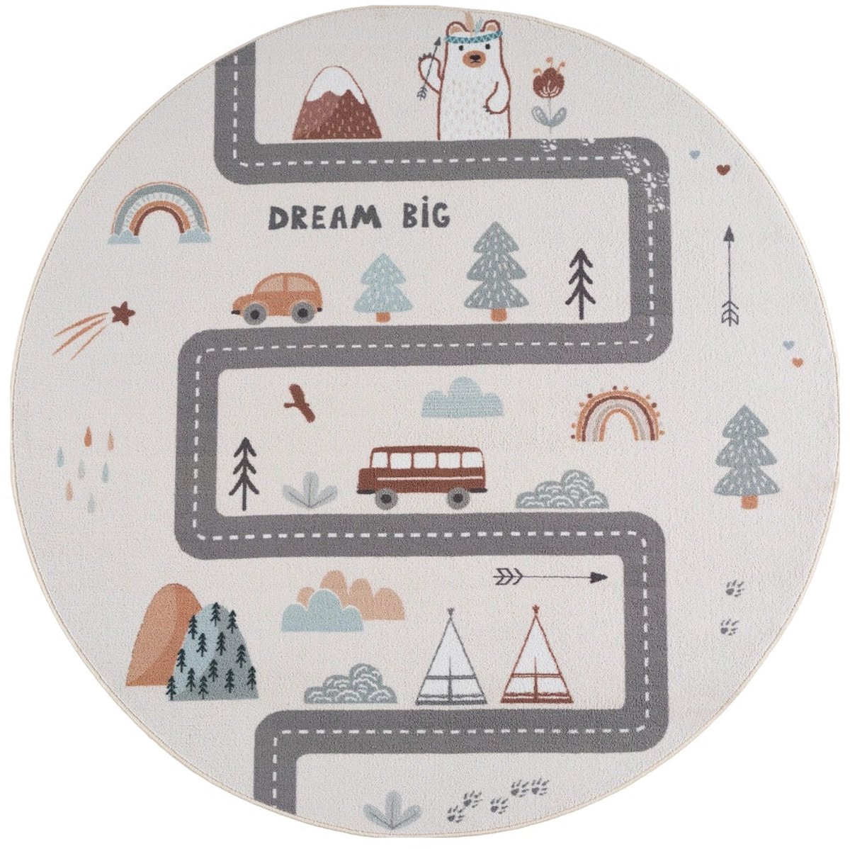 Dutch XXL Rond Speelkleed | Coco | Speelstraat | Crème | 160x160 cm