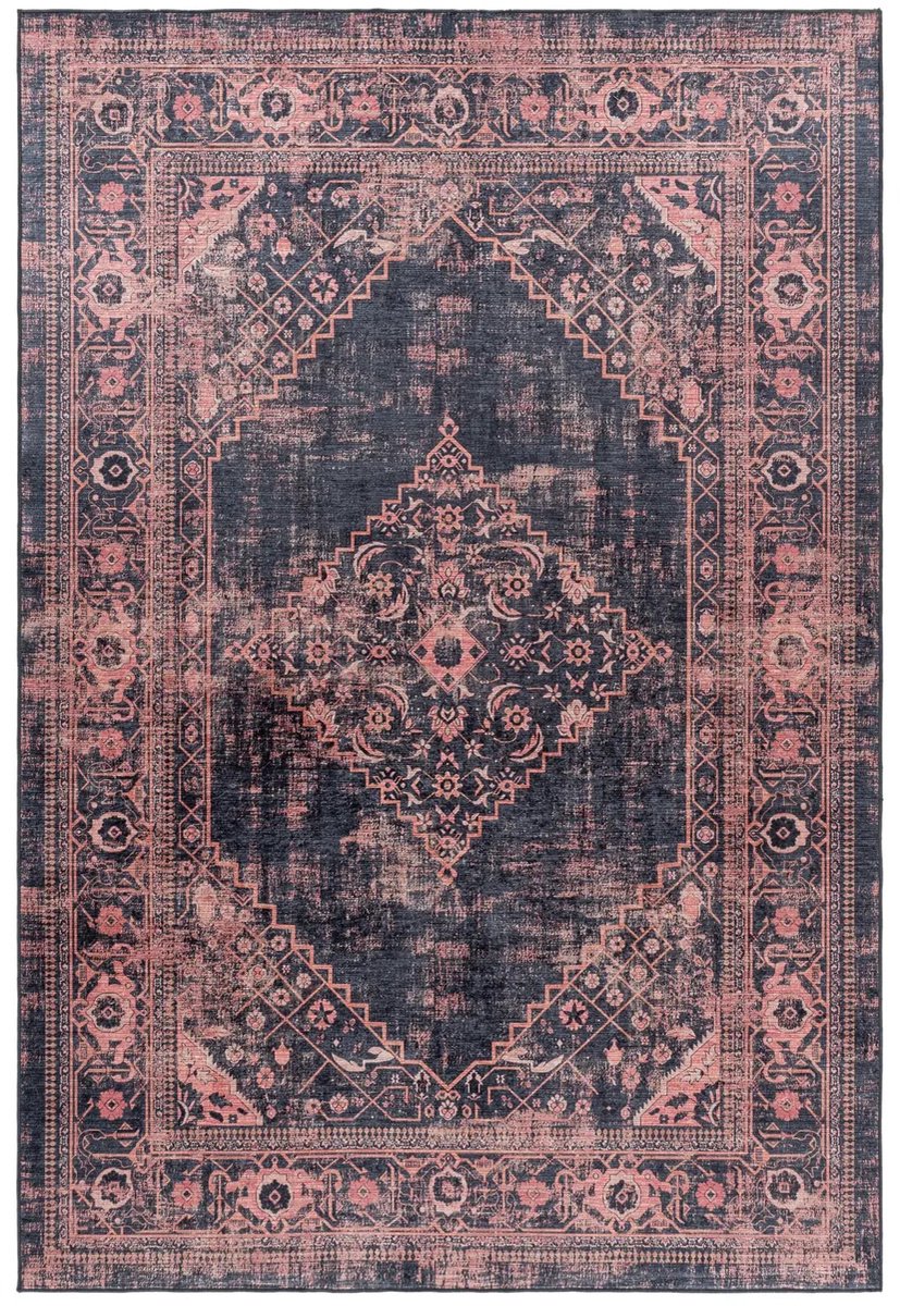 Dutch XXL Wasbaar Vloerkleed | Tapijt | Fiesta | Medaillon | Rood | 80x250 cm