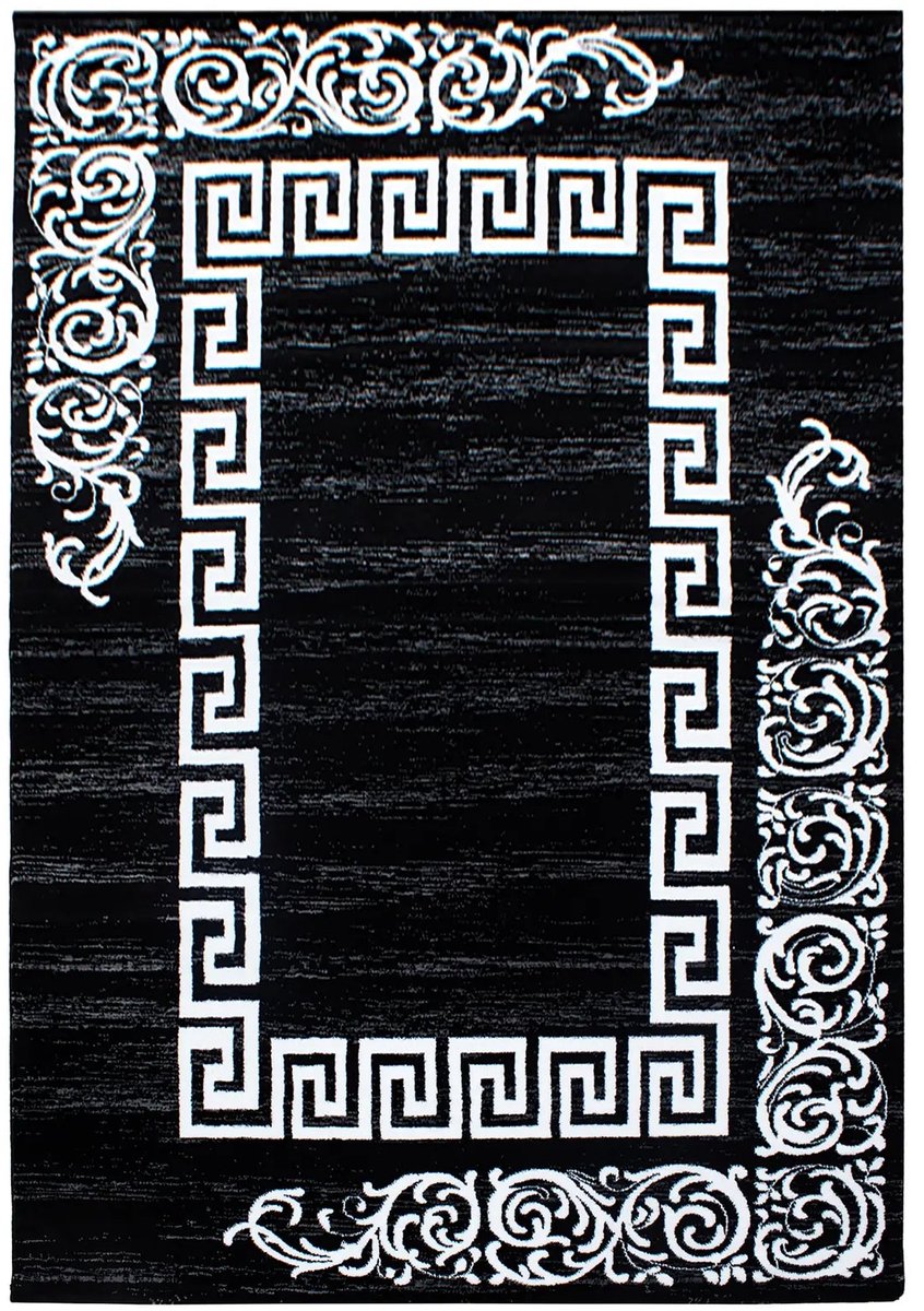 Dutch XXL Klassiek Vloerkleed | Tapijt | Miami | Kader | Zwart | 140x200 cm