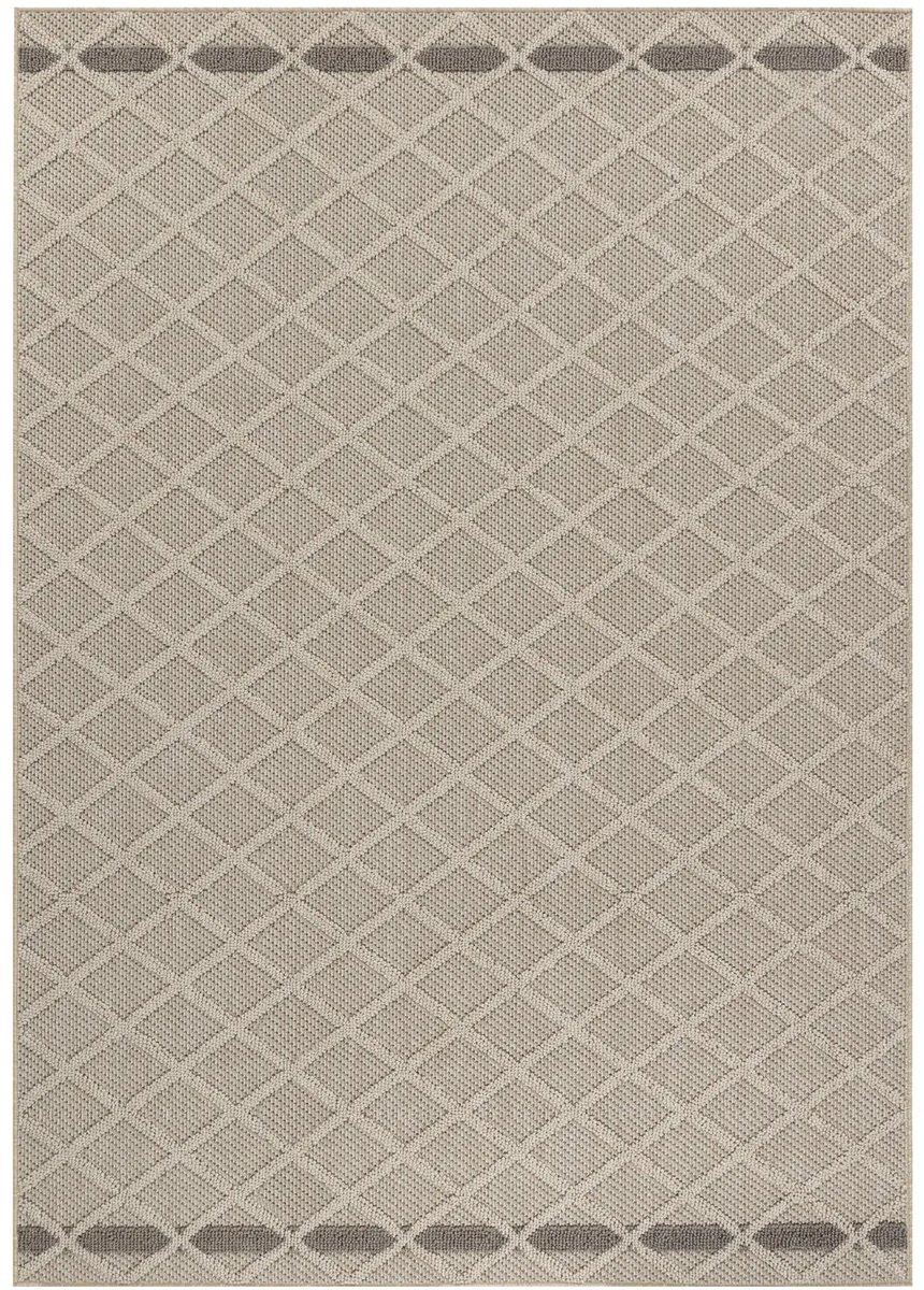 Dutch XXL Buitenkleed | Patara | Raster | Beige | 80x150 cm | Buitentapijt | Tuintapijt