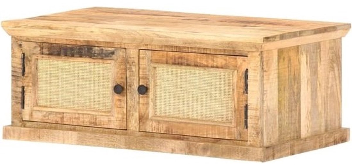 Salontafel Mangohout - Koffietafel Vlechtwerk - Woonkamer Inrichten - Handgemaakt Uniek Design - 90 x 50 x 35 cm - Bruin