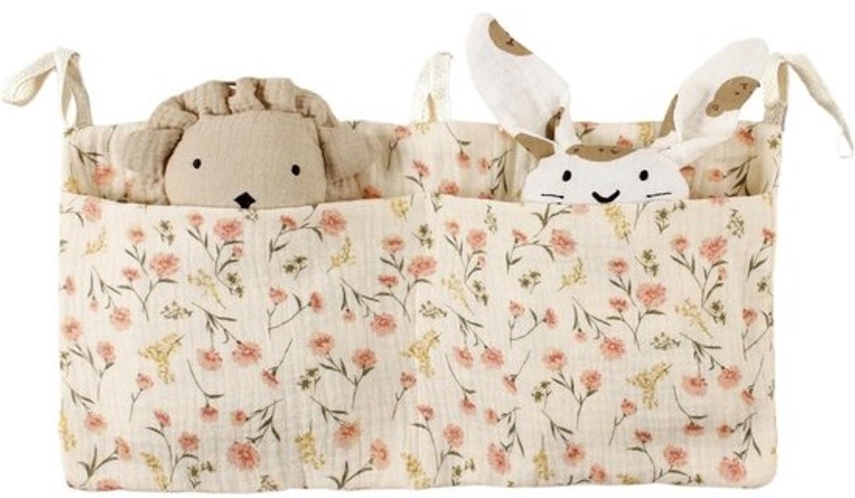 Babybed Organizer - Bedtas - Spullen Opbergen - Dubbele Zak Ontwerp - 39 x 20 cm - Grijs