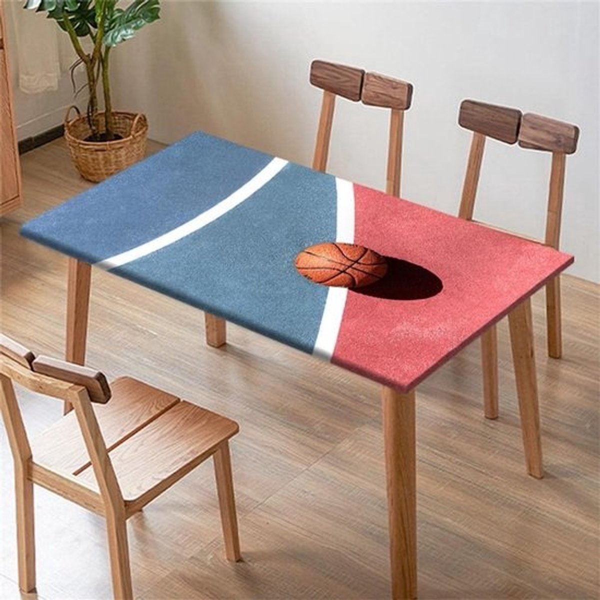 Tafelkleed met Elastische Rand - Beschermhoes Tafel - Tafel Beschermen - Stof- en Vlekbestendig - 140x80cm - Basketbal